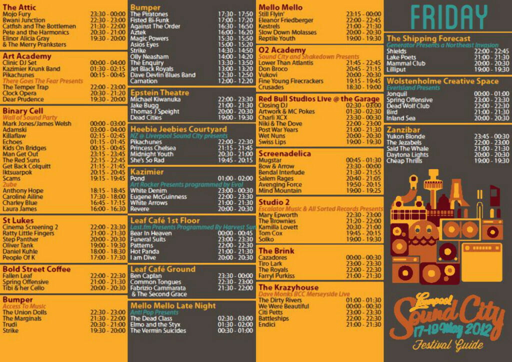 Liverpool Sound City 2012 - Timetable 6 The VPME | Liverpool Sound City 2012 - Timetable 6