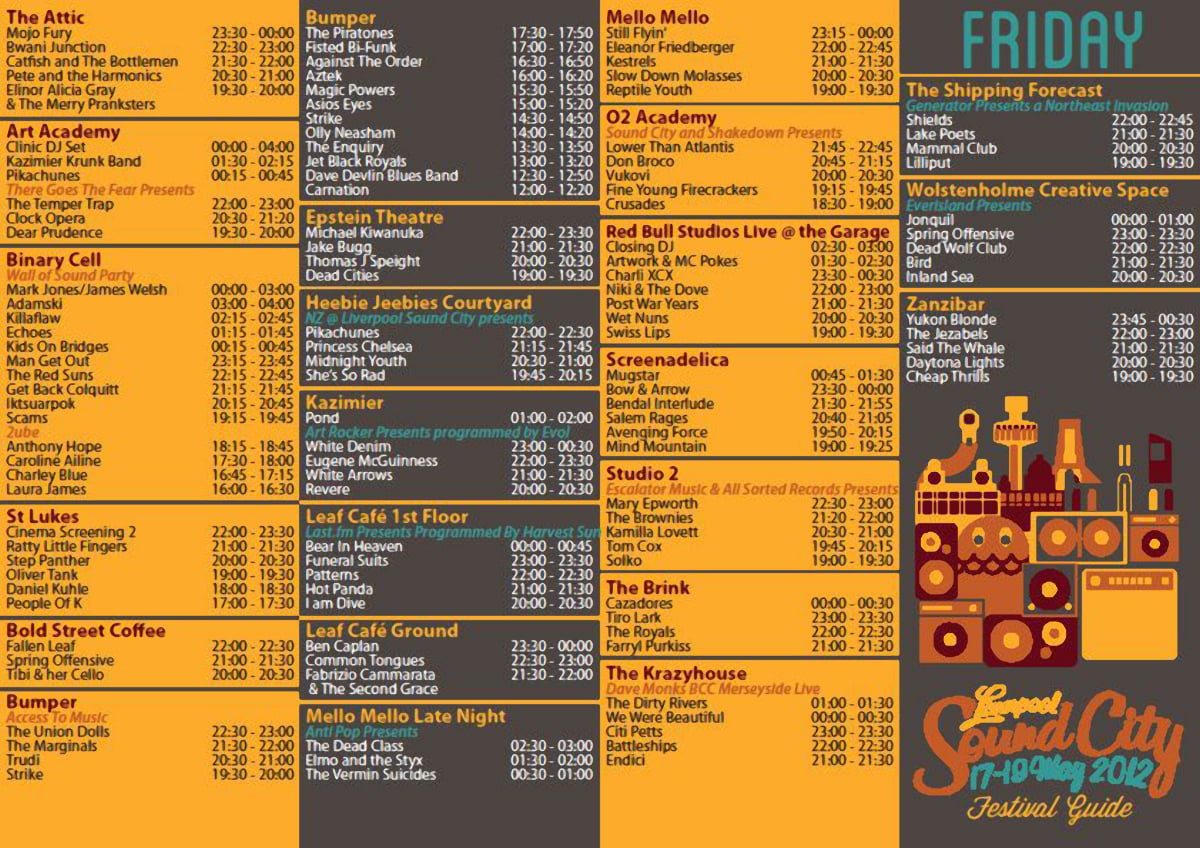 The VPME | Liverpool Sound City 2012 - Timetable 6