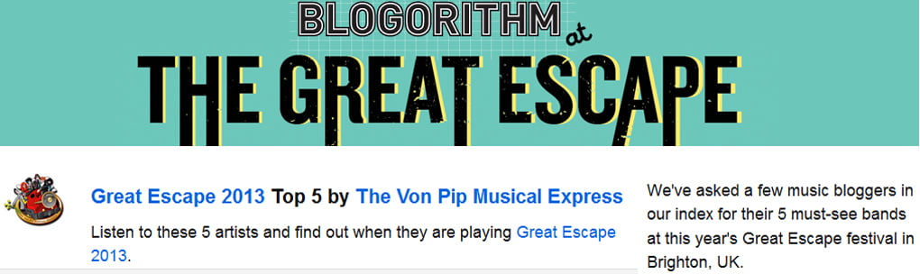 The VPME | The Great Escape 2013 - Brighton 16th - 18th May - Preview  2