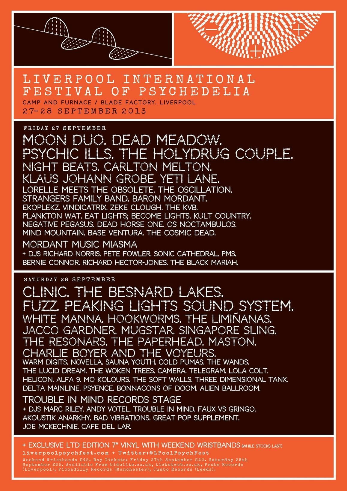 The VPME | LIVERPOOL 'PSYCH FEST' - LINE-UP ADDITIONs / 7" VINYL / CHARLIE BOYER /LOLA COLT/ MARC RILEY