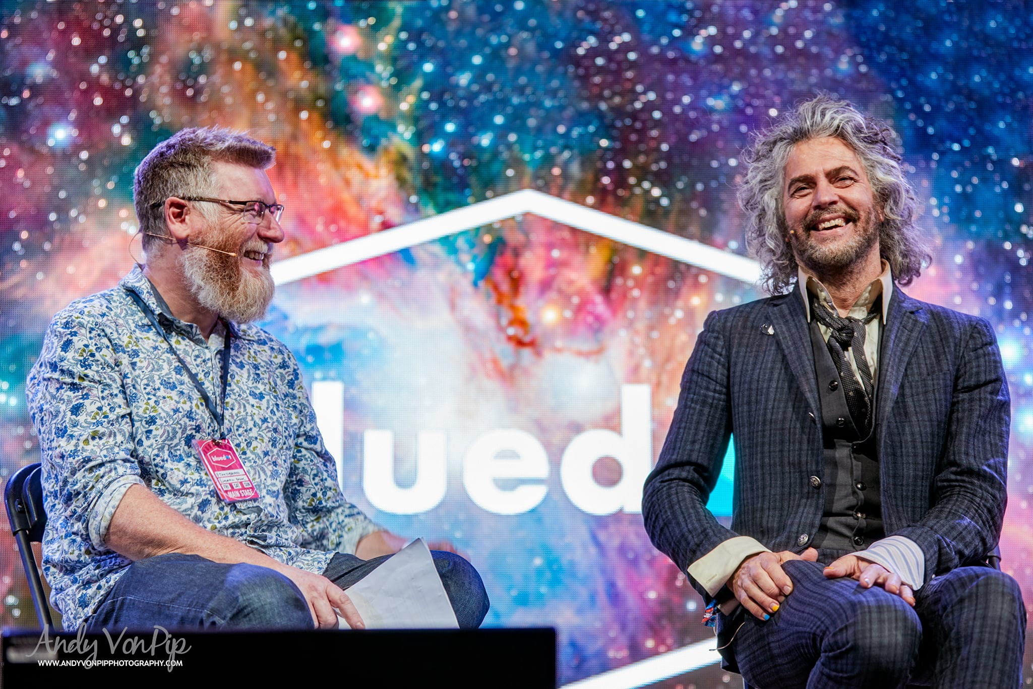 Prof Tim O'Brien and Wayne Coyne in conversation ©Andy Von Pip