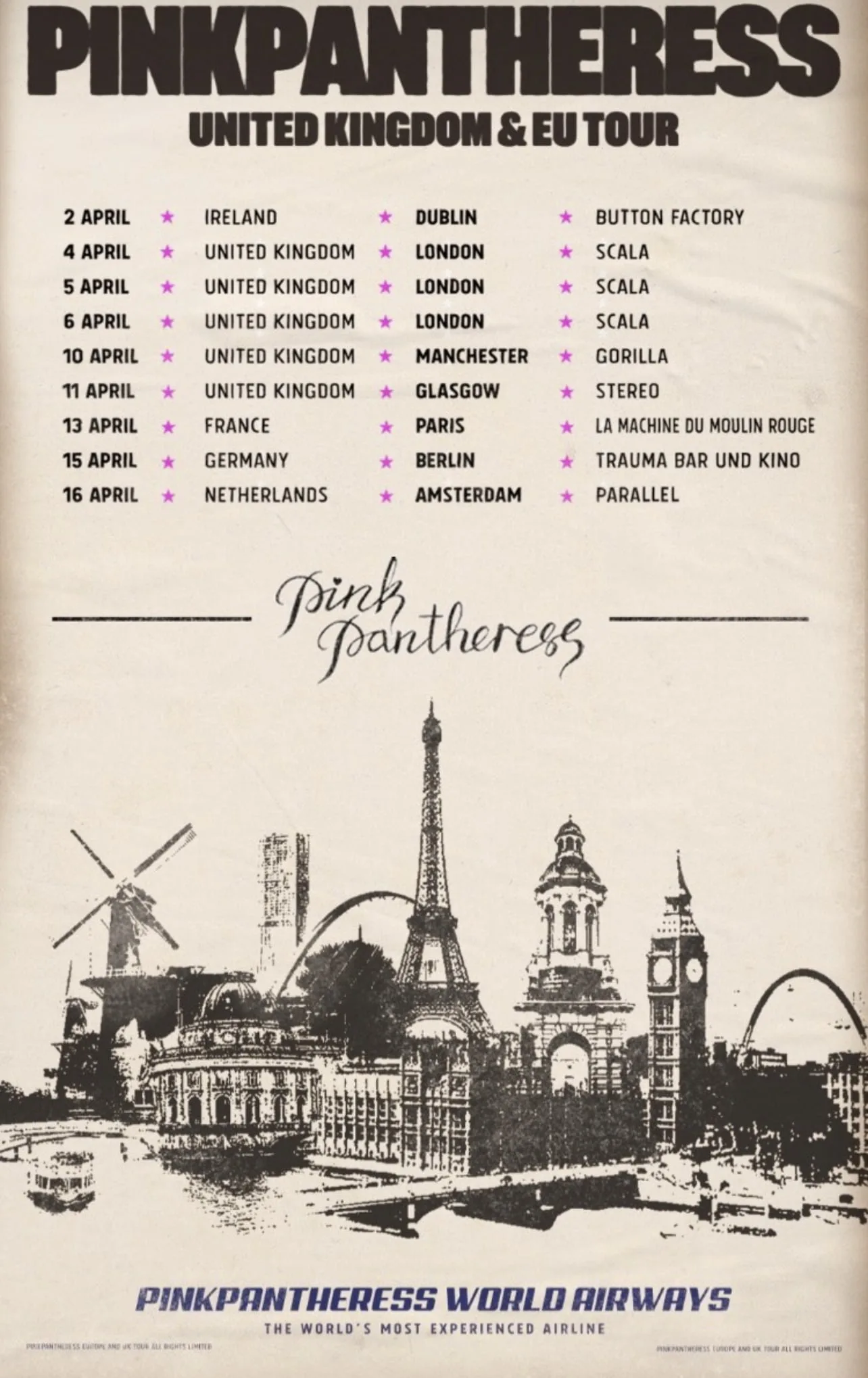PINKPANTHERESS ANNOUNCES UK AND EUROPEAN HEADLINE TOUR 2 Image